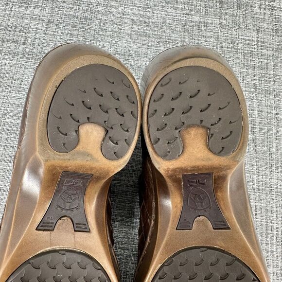 Ariat Ashbourne Briar Leather Clogs Womens Sz EU 38 US 7.5 M Brown Woven Comfort - Picture 12 of 14